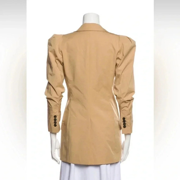 Smythe Khaki Chino Scrunch Sleeve Longline Blazer Size 2 - Picture 3 of 10